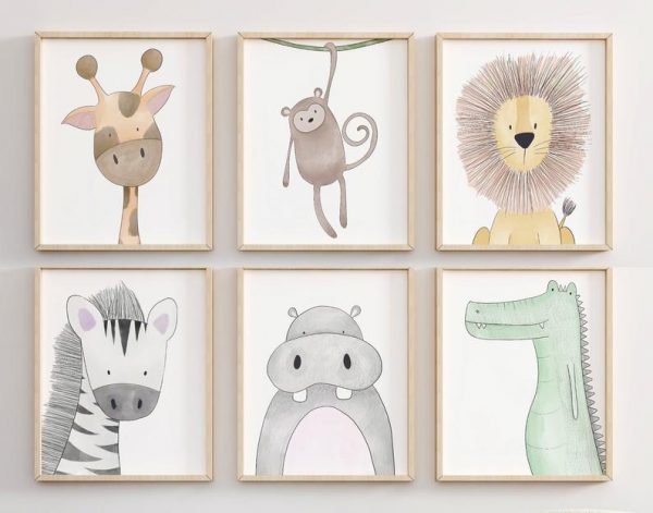Safari animal prints, set of six