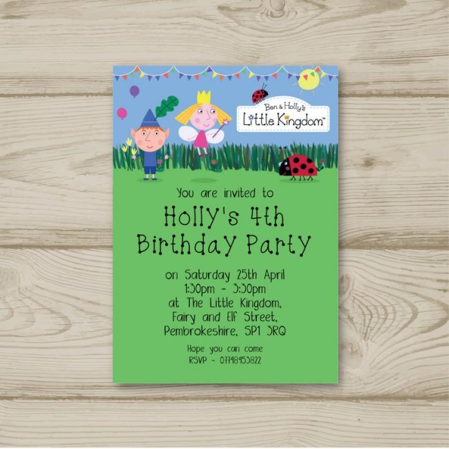 Ben & hollys Childrens party invitations
