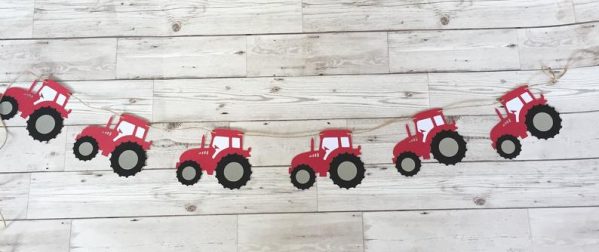 Tractor bunting for a farm themed children's party