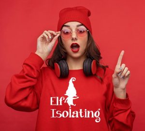 Elf isolating lockdown christmas jumper